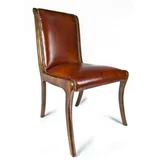 Casa Padrino Echtleder Esszimmerstuhl Braun 50 x 47 x H. 95 cm - Luxus Möbel