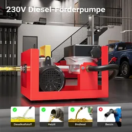 Wiltec Heizöl- und Dieselpumpe 230V 550W 20-60l/min selbstansaugend mit automatischer Pistole