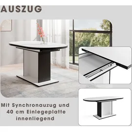 otto home Essgruppe OTTO HOME "Basel, Tischgruppe mit 4 Stühlen, Esstisch ausziehbar 140 - 180 cm", weiß (weiß, creme,), Webstoff, Auszugsplatte, Sitzmöbel-Sets, Essgruppe, BESTSELLER, Sitzgruppe, Tisch, Stühle, ovale Tischplatte, Säulentisch