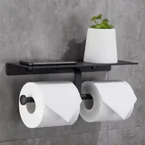 Toilettenpapierhalter Ohne Bohren, Mit Handyablage, Doppelte Wandmontage, Für Badezimmer (schwarz)