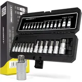 HASKYY Torx Bit Steckschlüsselsatz T8 - T70 Torxsatz Innen Biteinsätze Stecknüsse T-Profil Torx Bit Nüsse Set für Drehmomentschlüssel - 1/4" 3/8" 1/2" Antrieb 14tlg