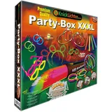 Knicklichter Party Box XXXL | 282 Teile | Arm Knicklichter | Kappen | Brillen | Ohren | Dicke Knicklichter | Bälle | Blumen | Spezialverbinder