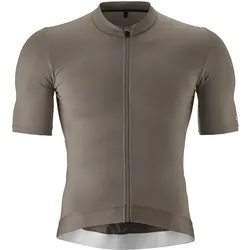 Radtrikot GONSO "Road Jersey M", Herren, Gr. XXXL, grau (terragrau), 84% Polyester, 16% Elasthan, Rundhals, Kurzarm, Trikots, Herren Fahrradtrikot kurzarm, Full-Zip Trikot, Rückentasche, Slim Fit