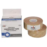 Nasara Kinesiology Tape 2 Rollen beige 2,5 cm x 5 m
