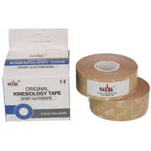 Nasara Kinesiology Tape 2 Rollen beige 2,5 cm x 5 m