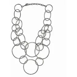 Collierkettchen STEUER "Collier aus Ringen rhodiumfarben", silber (silbergrau), Halsketten, Damen, 54cm, Metall, L: 54cm, glänzend