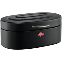 Wesco Single Elly Brotkasten in der Farbe mattschwarz, pulverbeschichtetes Stahlblech, Lüftungslöcher und stabiler Handgriff