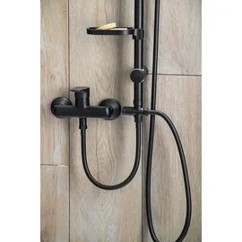 a&n&a aQualine Aqualine KERA Duschsäule mit Armaturenanschluss, Schwarz matt - Duschgarnitur