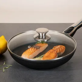 Genius Cerafit Plasma Pfannen Bratpfannen Deluxe-Set 5-tlg. Induktionsbratpfanne, Universalpfanne, für alle Herdarten, abnehmbarer Griff, Glasdeckel