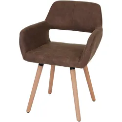 Mendler Esszimmerstuhl HWC-A50 II, Stuhl Küchenstuhl, Retro 50er Jahre Design ~ Textil, vintage braun, helle Beine