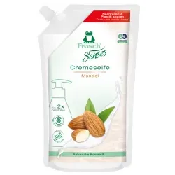 Frosch Sense Flüssigseife, Cremeseife, Mandelmilch, hautschonend 116743 , 1 Karton = 6 Nachfüllbeutel à 500 ml