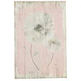 Loberon Dekoboard Lumeron, Zartes Blütenmotiv, im Vintage-Stil, zum Hängen oder Anlehnen, Nostalgischer Look, Wanddekoration, Tannenholz, Eisen, rosa/antikweiß