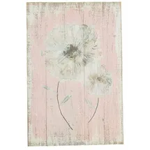 Loberon Dekoboard Lumeron, Zartes Blütenmotiv, im Vintage-Stil, zum Hängen oder Anlehnen, Nostalgischer Look, Wanddekoration, Tannenholz, Eisen, rosa/antikweiß