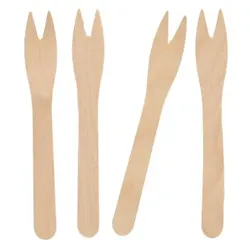 Papstar 25 Snack-Gabeln, Holz "pure" 12,1 cm