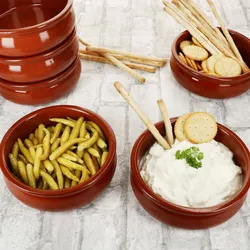 6x BERLIN Cazuela Schale bauchig Ø15,7cm Tonware Gr. M mediterran Antipasti
