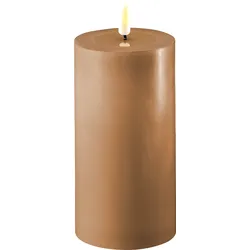 Deluxe Homeart LED Stumpenkerze Real Flame karamell, Ø7,5 x H15cm, karamell