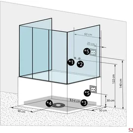 SeniorBad Kombination Badewanne Dusche K80-SW-TH-B-EA Duschtempel 180x100 cm OHNE Zusatzoption - Schwarz