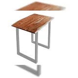 SAM Outillage Sam Bartisch Baumkante massiv Akazie nussbaum 120 x 80 silber Quebec