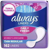 Always Thin Dailies Wrapped Liners, Unscented, 162 Count by Always
