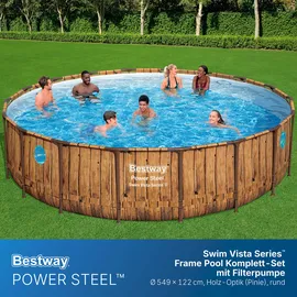 BESTWAY Power Steel Swim Vista Series Frame Pool rund Set 549 x 122 cm inkl. Filterpumpe