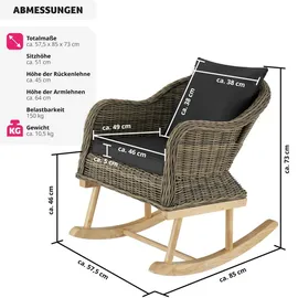 Tectake tectake® Rattan Schaukelstuhl Rovigo 57,5x85x73cm