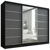 A&J MöbelLand Schiebetürenschrank AURELIA 1 200 x 215 x 59,5 cm Grau/Schwarz