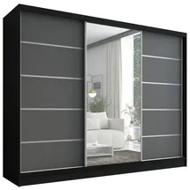A&J MöbelLand Schiebetürenschrank AURELIA 1 200 x 215 x 59,5 cm Grau/Schwarz