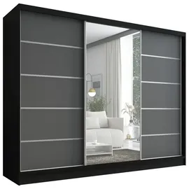 A&J MöbelLand Schiebetürenschrank AURELIA 1 200 x 215 x 59,5 cm Grau/Schwarz