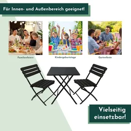 Lemodo Balkonmöbel Set 3teilig, klappbar, 2x Balkonstühle + 1x Balkontisch, Holzoptik