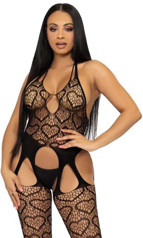 LEG AVENUE  Netz Suspender Bodystocking One Size - Schwarz / ONE SIZE