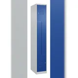 C+P Z-Spind Classic PLUS bodenstehend, 2 Abteile, HxBxT 185x30x50cm, Zylinderschloss, Hellgrau/Enzianblau von PROREGAL