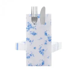 Sovie HOME Besteckserviette Bonnie in Blau aus Linclass® Airlaid 40 x 40 cm, 12 Stück - Blumen Frühling zierlich
