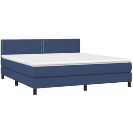 vidaXL Boxspringbett mit Matratze & LED Blau 180x200 cm Stoff