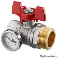 OVENTROP Kugelhahn roter Griff mit Thermometer für Edelstahlverteiler 1406484