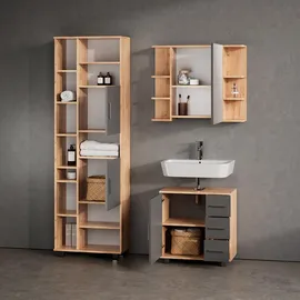 livinity Livinity® Badschrank, Honigeiche, Braun, Holzwerkstoff, 14 Fächer, Rechteckig, 60x190x30 cm, Badezimmer, Badezimmerschränke, Hochschränke