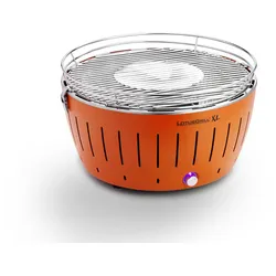 LotusGrill XL Starter-Set 1x XL Grill Mandarinenorange mit USB-Anschluß, 1x Buchenholzkohle 2,5 kg, 1x Brennpaste 200ml, 1x Würstchenzange, 1x Transpo