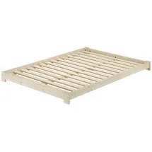 Erst-Holz Ehebett Bodennah Fichte/Tanne unbehandelt mit wählbarem Zubehör V-60.85N-14Rollrost inkl.