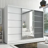 a&j möbelland gmbh Schiebetürenschrank AURELIA 1 200 x 215 x 59,5 cm Grau/Weiß