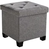 Sweetcrispy Sitzhocker mit Stauraum, 38 x 38 x 38 cm, Kleine Klappbare Sitzbank, Aufbewahrungsbox mit Deckel als Hocker & Fußbank, bis 300 kg belastbar, für Flur Wohnzimmer Schlafzimmer, Dunkelgrau