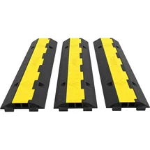 Vevor Kabelschutzmatte 3 Stück 2 Kanal, 101 x 25 x 5 cm Kabelbrücke aus Handelsüblichem Thermoplastischem Gummi mit Modularem Design für Parkplätze, Lagerhäuser, schwarz