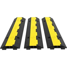 Vevor Kabelschutzmatte 3 Stück 2 Kanal, 101 x 25 x 5 cm Kabelbrücke aus Handelsüblichem Thermoplastischem Gummi mit Modularem Design für Parkplätze, Lagerhäuser, schwarz