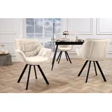 riess-ambiente Polsterstuhl THE DUTCH COMFORT champagner beige/schwarz - Samt, Metallbeine, Retro (Einzelartikel, 1 St), Drehstuhl mit Auto Return Funktion - ideal f. Küche, Wohn- & Esszimmer beige