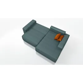 A&J MöbelLand Ecksofa TOR mit Schlaffunktion. Farbe: Azur. - Blau