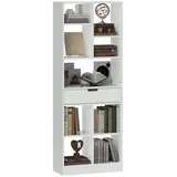 Homcom - Bücherregal Standregal mit 9 Fach Aufbewahrungsregal mit Schublade Bücherschrank Büroregal für Wohnzimmer, Schlafzimmer, Büro, Weiß