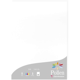 Clairefontaine 14239C Packung mit 50 Karten Pollen 160g, DIN A4, 21 x 29,7cm, Weiss