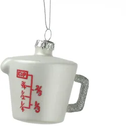 MARELIDA Weihnachtsbaumschmuck Messbecher Glas Küchenhelfer H: 7,5cm weiß