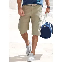 John Devin Cargobermudas JOHN DEVIN "aus elastischer Baumwollmischung", Herren, Gr. 36, N-Gr, beige, Web, Obermaterial: 98% Baumwolle, 2% Elasthan, unifarben, bequem kniebedeckend, Hosen, mit Seitentaschen, 3/4 Shorts, Topseller
