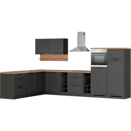 kochstation Winkelküche KS-Lana L-Form 240 cm grau
