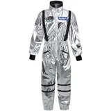 GRATJCIN Damen Astronaut Kostüm Erwachsene Weltraumanzug Kostüm Halloween Weltraumfrauen Silber Overall Kostüm (Silber, Groß)