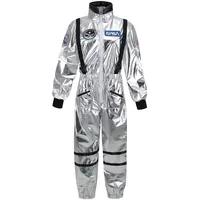 GRATJCIN Damen Astronaut Kostüm Erwachsene Weltraumanzug Kostüm Halloween Weltraumfrauen Silber Overall Kostüm (Silber, Groß)
